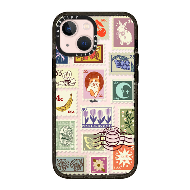 Kira Cyan x CASETiFY iPhone 13 Mini Case Cat,Floral ブラック インパクトケース Stamp Collection Mother's Day Kira Cyan x CASETiFY iPhone 13 Mini Case Cat,Floral ブラック インパクトケース Stamp Collection Mother's Day