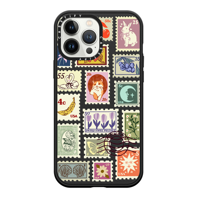 Kira Cyan x CASETiFY iPhone 13 Pro Max ケース マットブラック インパクトケース MagSafe対応 Stamp Collection