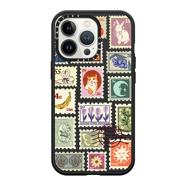 Kira Cyan x CASETiFY iPhone 13 Pro Case Cat,Floral マットブラック インパクトケース Stamp Collection Mother's Day Kira Cyan x CASETiFY iPhone 13 Pro Case Cat,Floral マットブラック インパクトケース Stamp Collection Mother's Day