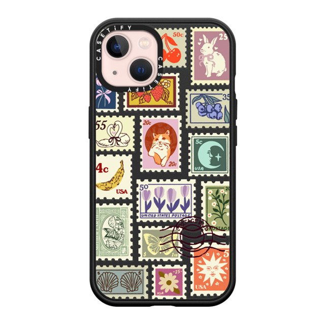 Kira Cyan x CASETiFY iPhone 13 ケース マットブラック インパクトケース Stamp Collection