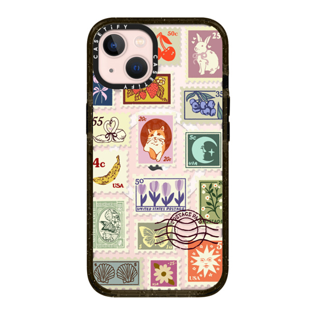 Kira Cyan x CASETiFY iPhone 13 ケース ブラック インパクトケース MagSafe対応 Stamp Collection