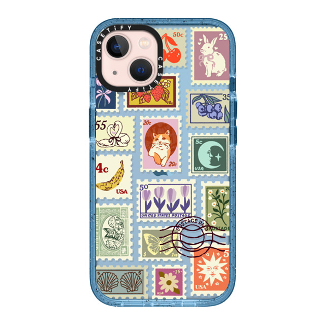 Kira Cyan x CASETiFY iPhone 13 Case Cat,Floral ベイビーブルー Impact Case Stamp Collection Mother's Day Kira Cyan x CASETiFY iPhone 13 Case Cat,Floral ベイビーブルー Impact Case Stamp Collection Mother's Day