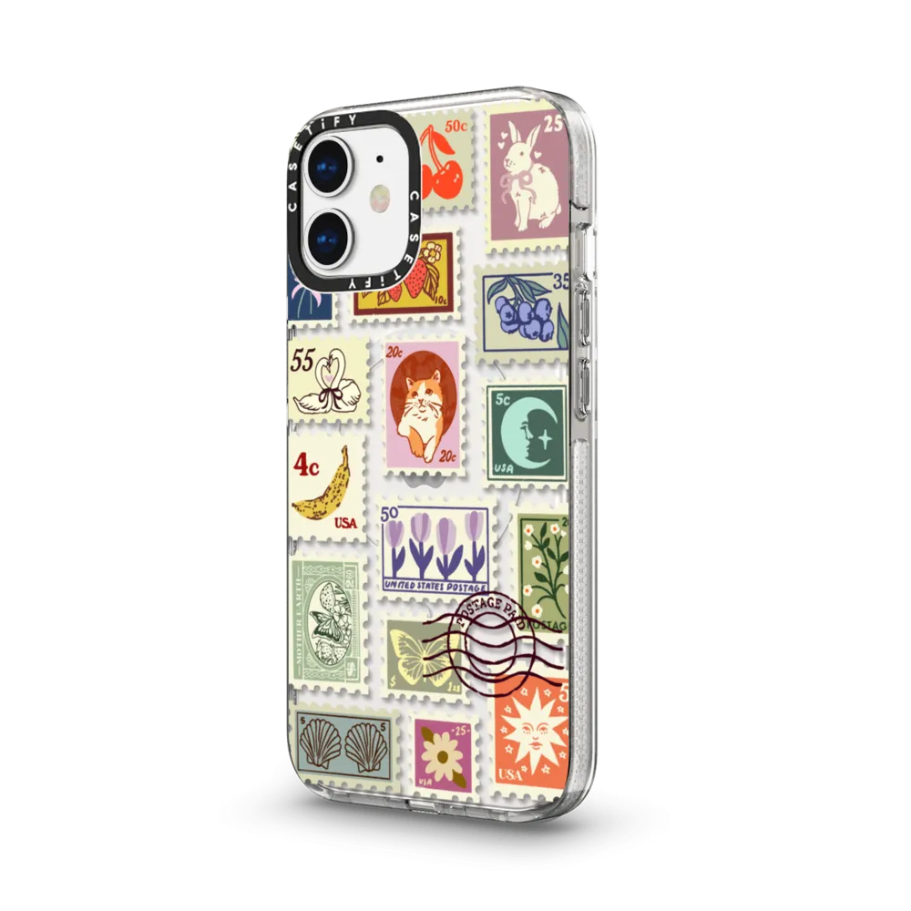 Clear iPhone 12 Case MagSafe Compatible - Stamp Collection