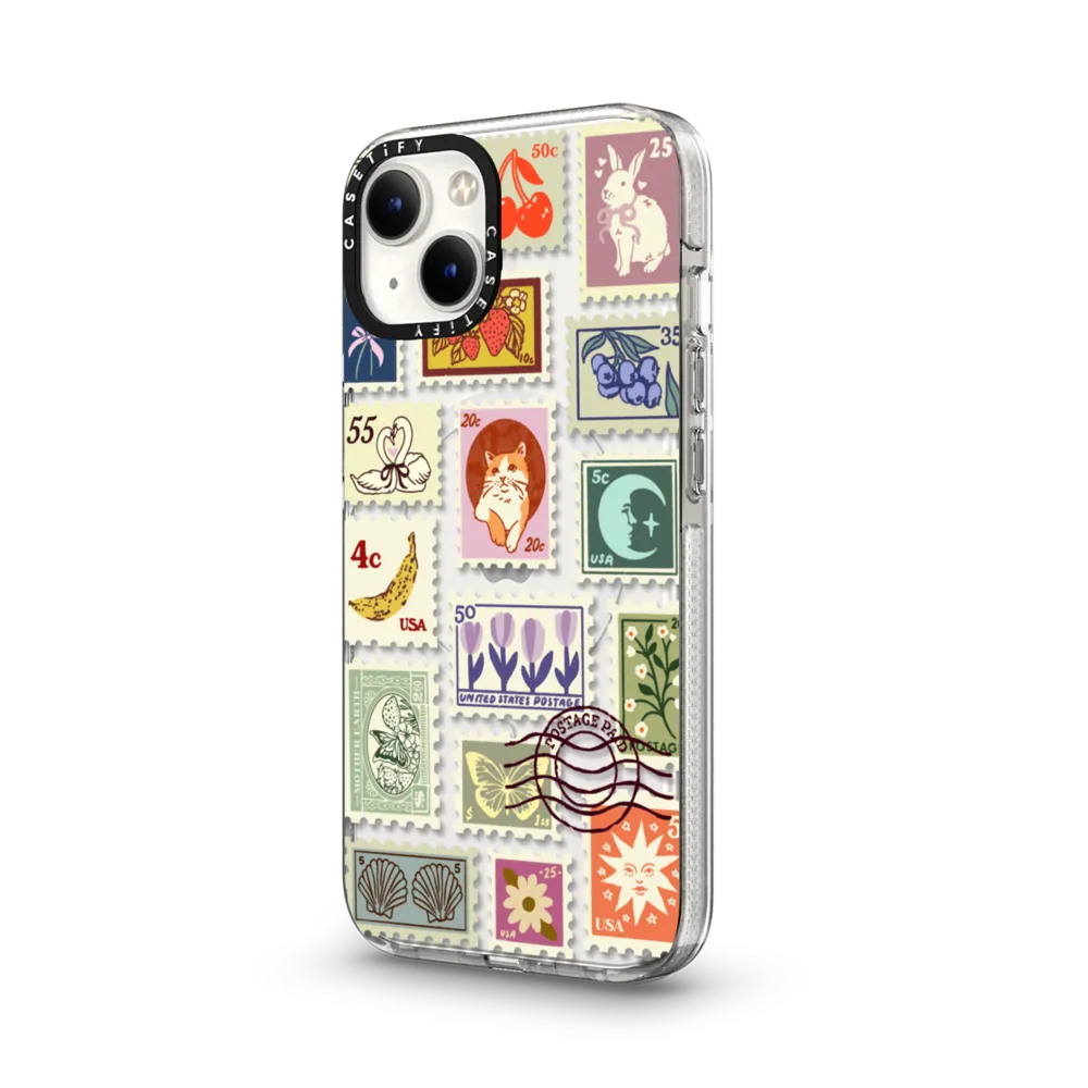 Clear iPhone 13 Case MagSafe Compatible - Stamp Collection