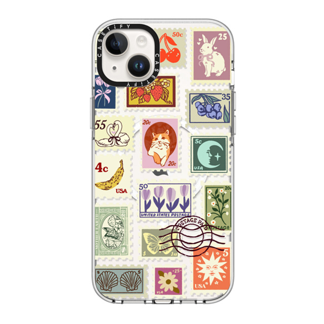 Kira Cyan x CASETiFY iPhone 14 Plus ケース クリア クリア ケース MagSafe対応 Stamp Collection