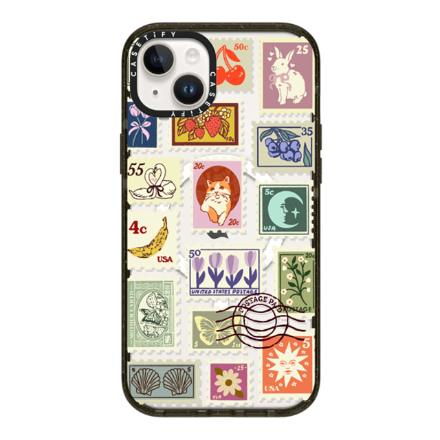 Kira Cyan x CASETiFY iPhone 14 Plus ケース Cat,Floral ブラック インパクトケース MagSafe対応 Stamp Collection Mother's Day Kira Cyan x CASETiFY iPhone 14 Plus ケース Cat,Floral ブラック インパクトケース MagSafe対応 Stamp Collection Mother's Day
