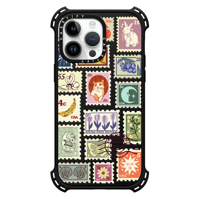 Kira Cyan x CASETiFY iPhone 14 Pro Max ケース マットブラック バウンスケース Stamp Collection