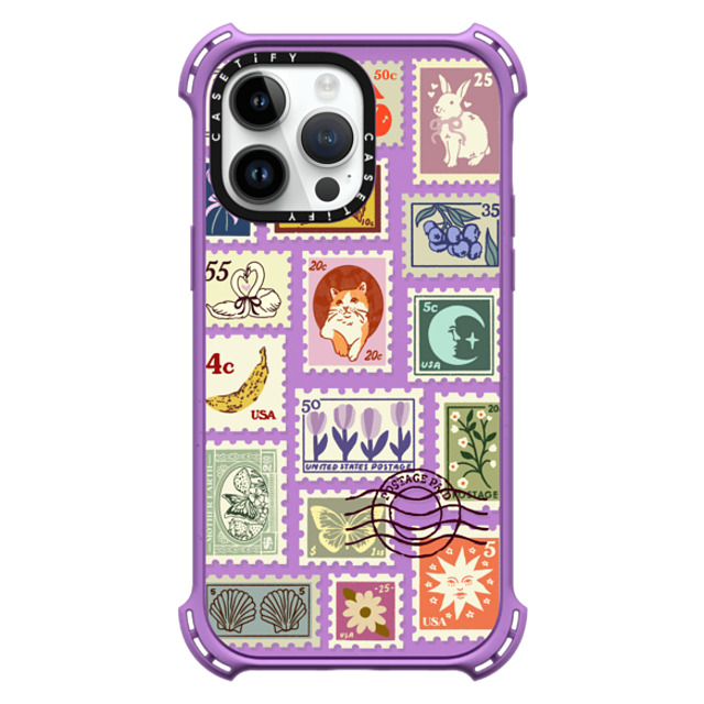 Kira Cyan x CASETiFY iPhone 14 Pro Max ケース Matte Purple バウンスケース Stamp Collection