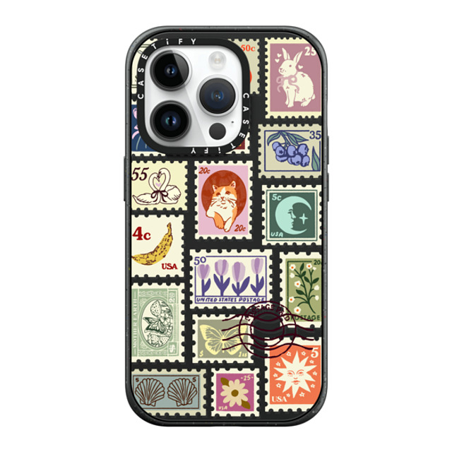 Kira Cyan x CASETiFY iPhone 14 Pro ケース マットブラック インパクトケース Stamp Collection