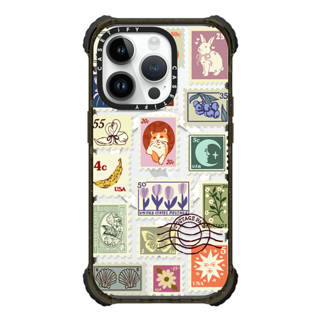 Kira Cyan x CASETiFY iPhone 14 Pro ケース ブラック ウルトラ インパクトケース MagSafe 対応 Stamp Collection