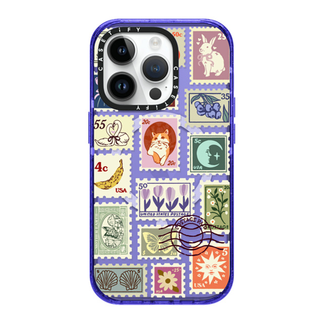 Kira Cyan x CASETiFY iPhone 14 Pro ケース Peri Purple インパクトケース MagSafe対応 Stamp Collection