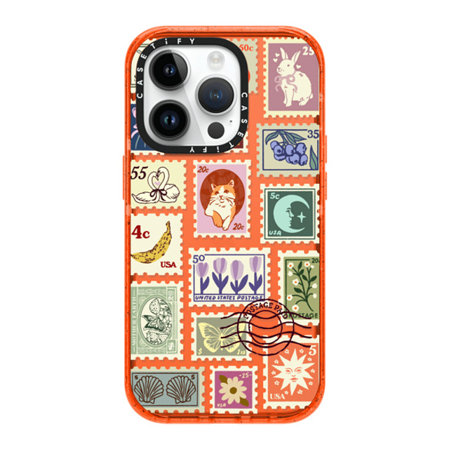 Kira Cyan x CASETiFY iPhone 14 Pro ケース Cat,Floral オレンジ インパクトケース Stamp Collection Mother's Day Kira Cyan x CASETiFY iPhone 14 Pro ケース Cat,Floral オレンジ インパクトケース Stamp Collection Mother's Day