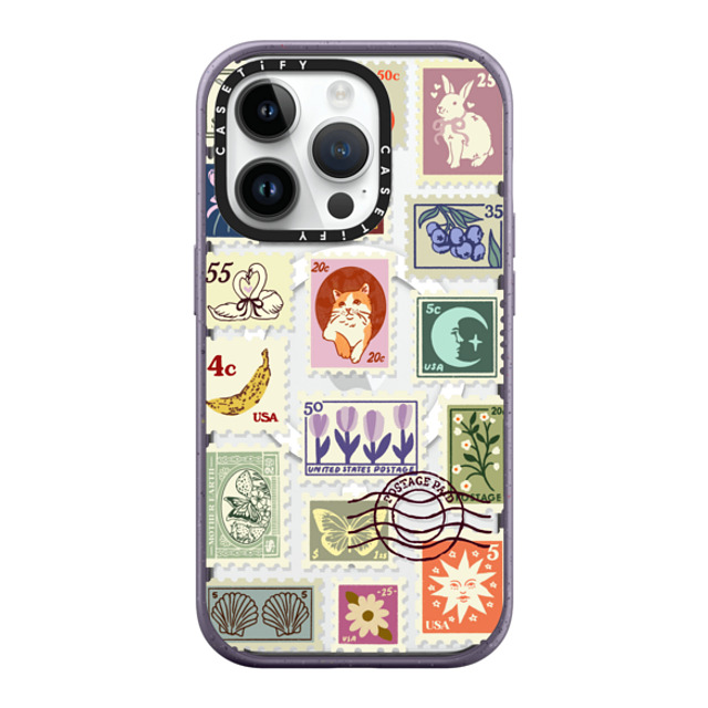 Kira Cyan x CASETiFY iPhone 14 Pro ケース Matte Deep Purple インパクトケース MagSafe対応 Stamp Collection