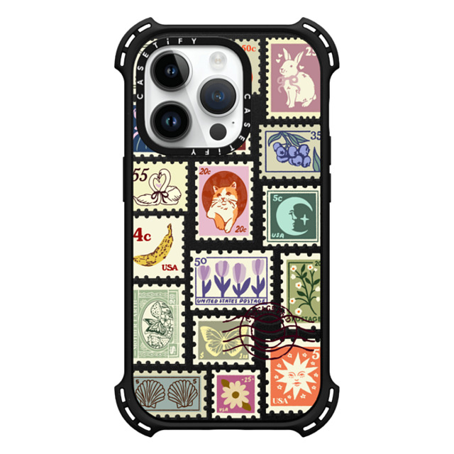 Kira Cyan x CASETiFY iPhone 14 Pro ケース マットブラック バウンスケース Stamp Collection