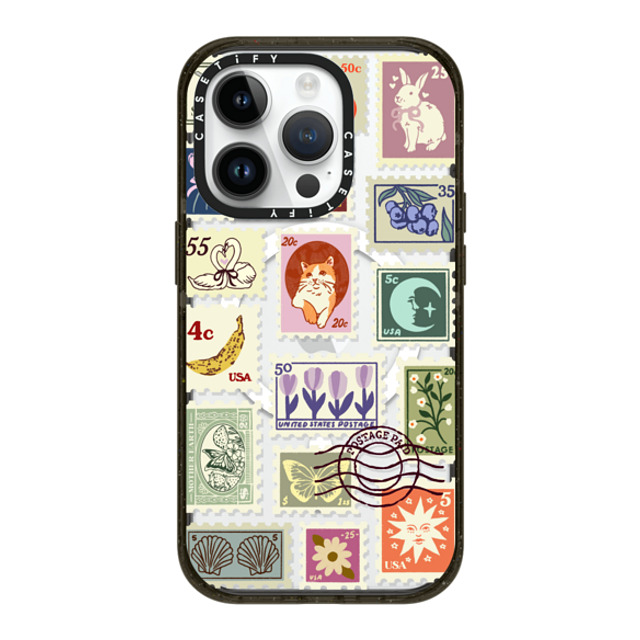 Kira Cyan x CASETiFY iPhone 14 Pro Case Glossy Black Impact Case MagSafe Compatible Stamp Collection Kira Cyan x CASETiFY iPhone 14 Pro Case Glossy Black Impact Case MagSafe Compatible Stamp Collection