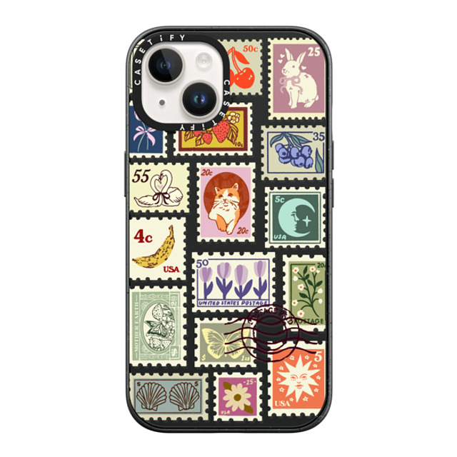 Kira Cyan x CASETiFY iPhone 14 Case Cat,Floral マットブラック インパクトケース Stamp Collection Mother's Day Kira Cyan x CASETiFY iPhone 14 Case Cat,Floral マットブラック インパクトケース Stamp Collection Mother's Day