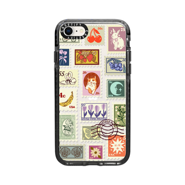 Kira Cyan x CASETiFY iPhone SE (2022) ケース ブラック インパクトケース Stamp Collection
