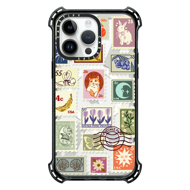 Kira Cyan x CASETiFY iPhone 14 Pro Max ケース Cat,Floral ブラック バウンスケース Stamp Collection Mother's Day Kira Cyan x CASETiFY iPhone 14 Pro Max ケース Cat,Floral ブラック バウンスケース Stamp Collection Mother's Day