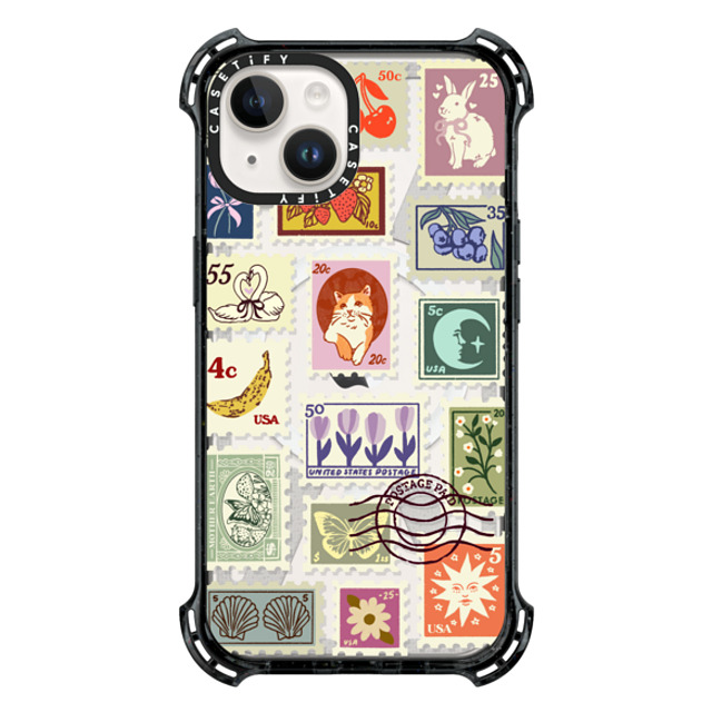 Kira Cyan x CASETiFY iPhone 14 ケース ブラック バウンスケース Stamp Collection