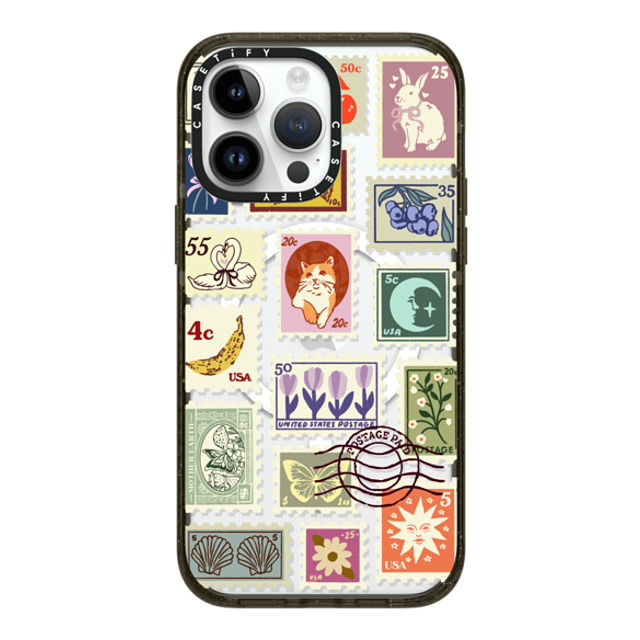 Kira Cyan x CASETiFY iPhone 14 Pro Max ケース ブラック インパクトケース MagSafe対応 Stamp Collection