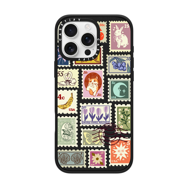 Kira Cyan x CASETiFY iPhone 16 Pro Max ケース マットブラック インパクトケース MagSafe対応 Stamp Collection