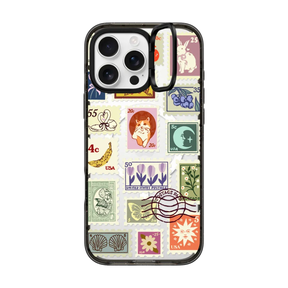 Impact Ring Stand iPhone 16 Pro Max Case MagSafe Compatible - Stamp Collection