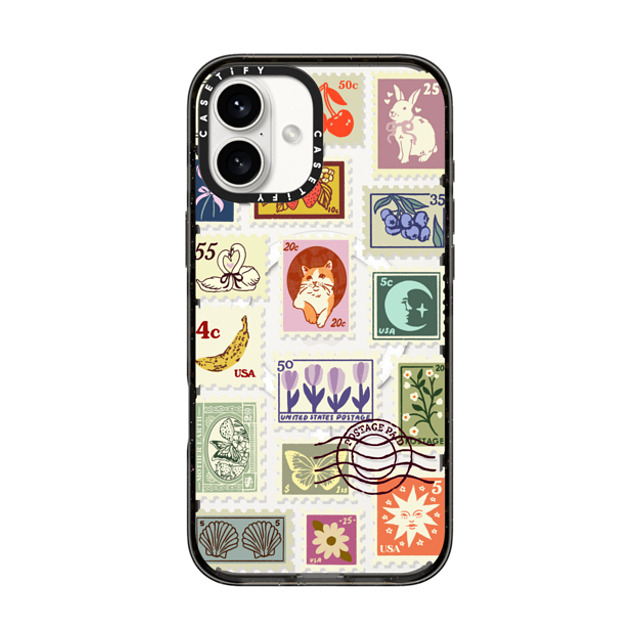 Kira Cyan x CASETiFY iPhone 16 Plus ケース Cat,Floral ブラック インパクトケース MagSafe対応 Stamp Collection Mother's Day Kira Cyan x CASETiFY iPhone 16 Plus ケース Cat,Floral ブラック インパクトケース MagSafe対応 Stamp Collection Mother's Day