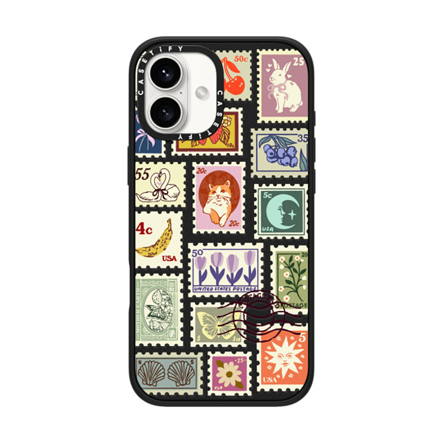 Kira Cyan x CASETiFY iPhone 16 Plus Case Matte Black Impact Case MagSafe Compatible Stamp Collection Kira Cyan x CASETiFY iPhone 16 Plus Case Matte Black Impact Case MagSafe Compatible Stamp Collection