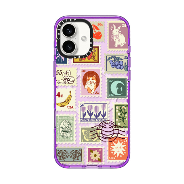 Kira Cyan x CASETiFY iPhone 16 Plus ケース パープル インパクトケース MagSafe対応 Stamp Collection