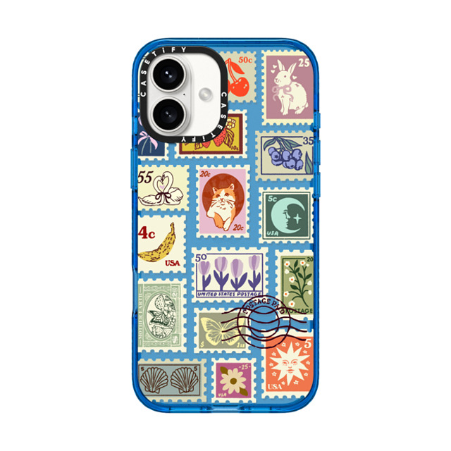 Kira Cyan x CASETiFY iPhone 16 Plus ケース Cat,Floral スカイブルー インパクトケース Stamp Collection Mother's Day Kira Cyan x CASETiFY iPhone 16 Plus ケース Cat,Floral スカイブルー インパクトケース Stamp Collection Mother's Day