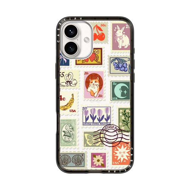 Kira Cyan x CASETiFY iPhone 16 Plus ケース ブラック インパクトライトケース Stamp Collection