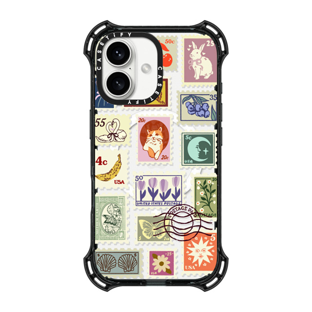 Kira Cyan x CASETiFY iPhone 16 ケース ブラック バウンスケース Stamp Collection