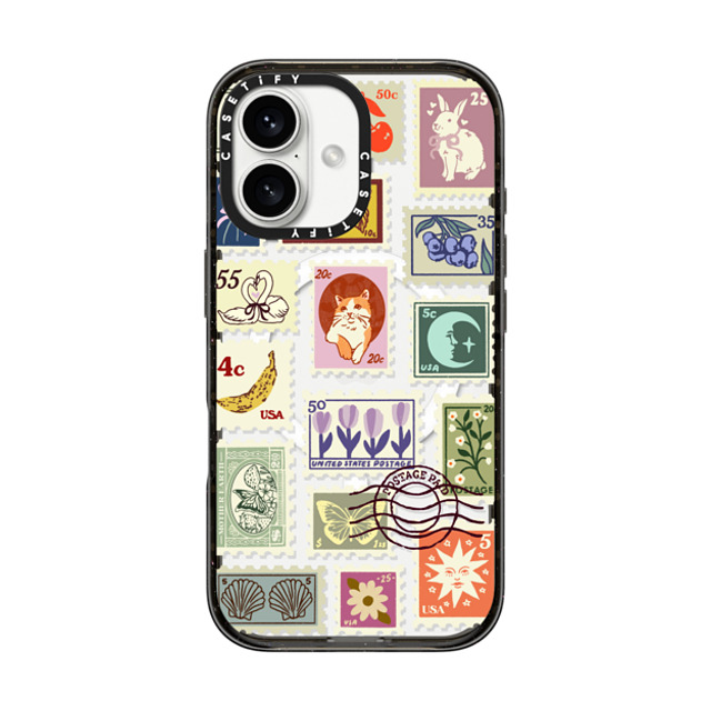 Kira Cyan x CASETiFY iPhone 16 ケース ブラック インパクトケース MagSafe対応 Stamp Collection