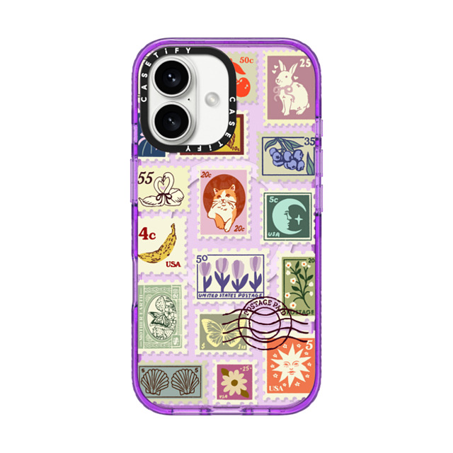 Kira Cyan x CASETiFY iPhone 16 ケース パープル インパクトケース MagSafe対応 Stamp Collection