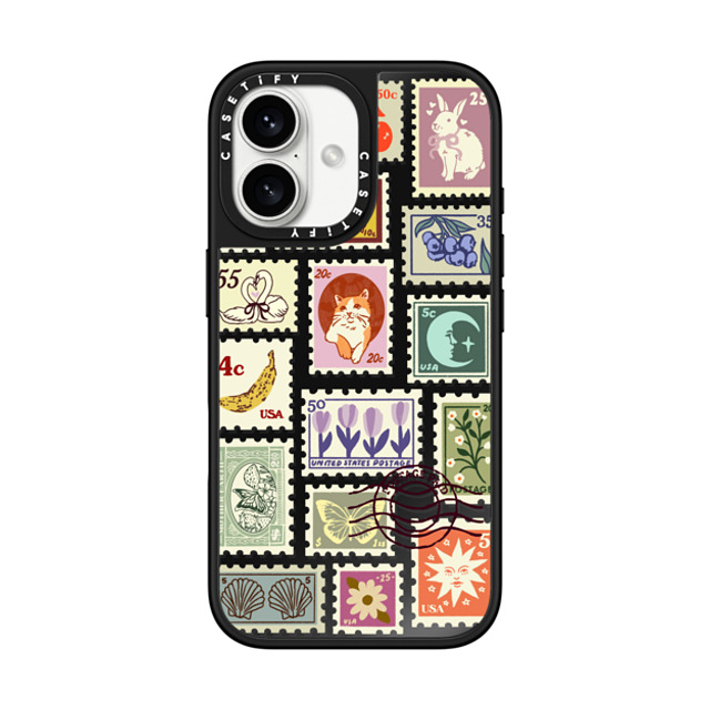 Kira Cyan x CASETiFY iPhone 16 ケース Cat,Floral Black on Black ミラーケース MagSafe対応 Stamp Collection Father's Day Kira Cyan x CASETiFY iPhone 16 ケース Cat,Floral Black on Black ミラーケース MagSafe対応 Stamp Collection Father's Day
