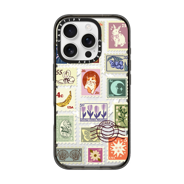 Kira Cyan x CASETiFY iPhone 16 Pro ケース ブラック インパクトケース MagSafe対応 Stamp Collection