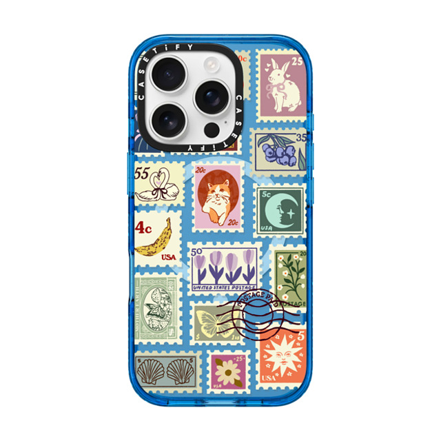 Kira Cyan x CASETiFY iPhone 16 Pro ケース スカイブルー インパクトケース MagSafe対応 Stamp Collection