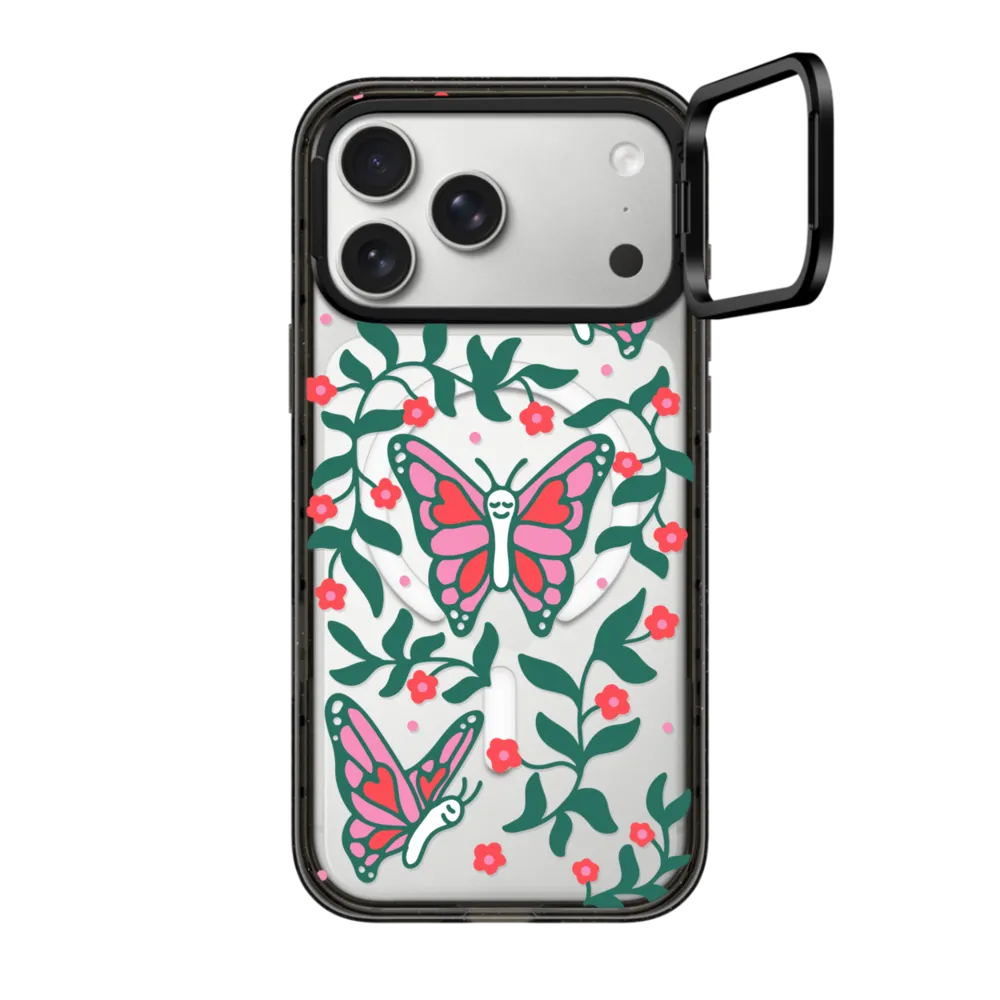 Impact Ring Stand iPhone 17 Pro Max Case MagSafe Compatible - Happy Butterflies