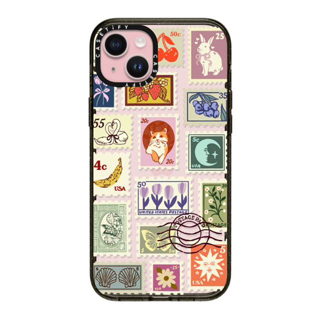 Kira Cyan x CASETiFY iPhone 15 Plus ケース ブラック インパクトケース Stamp Collection