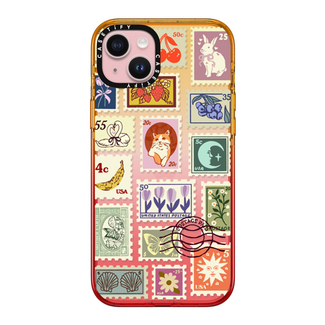 Kira Cyan x CASETiFY iPhone 15 Plus Case Peach Haze Impact Case Stamp Collection Kira Cyan x CASETiFY iPhone 15 Plus Case Peach Haze Impact Case Stamp Collection