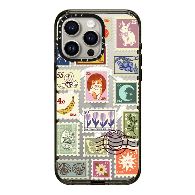 Kira Cyan x CASETiFY iPhone 15 Pro Max ケース ブラック インパクトケース MagSafe対応 Stamp Collection