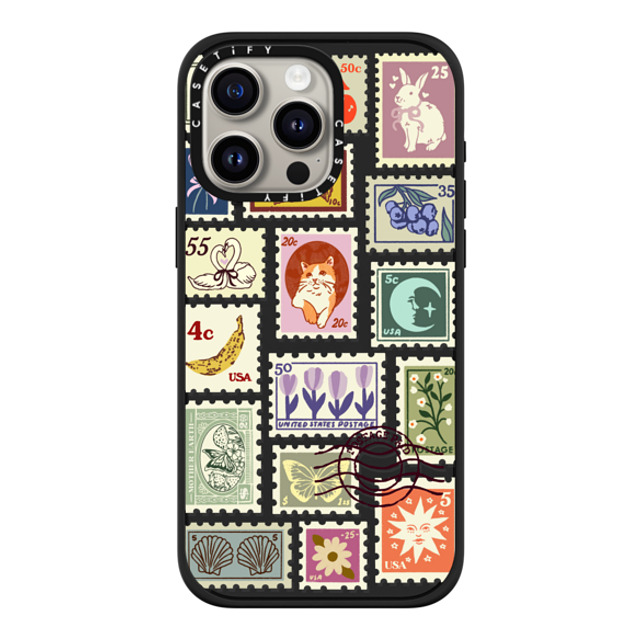 Kira Cyan x CASETiFY iPhone 15 Pro Max ケース マットブラック インパクトケース MagSafe対応 Stamp Collection