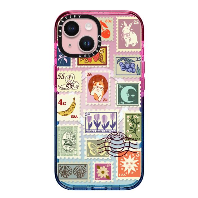 Kira Cyan x CASETiFY iPhone 15 ケース Cotton Candy インパクトケース MagSafe対応 Stamp Collection