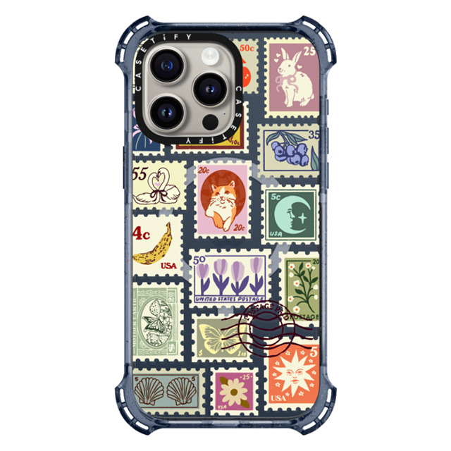 Kira Cyan x CASETiFY iPhone 15 Pro Max ケース Classic Blue バウンスケース Stamp Collection