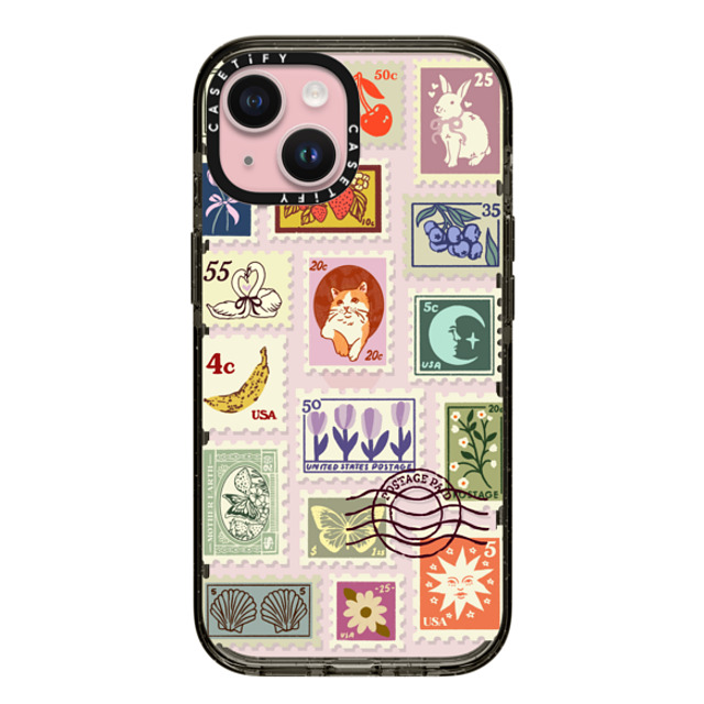 Kira Cyan x CASETiFY iPhone 15 ケース ブラック インパクトケース Stamp Collection