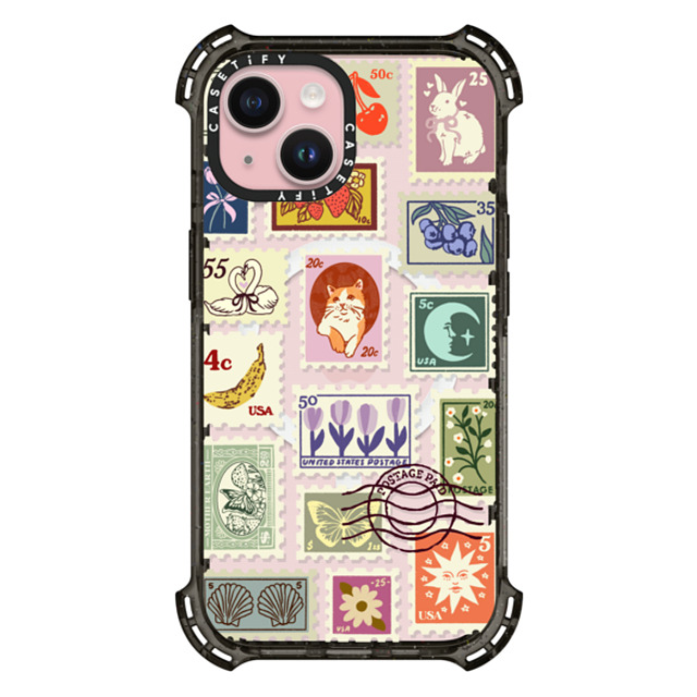 Kira Cyan x CASETiFY iPhone 15 Case Black バウンスケース Stamp Collection Kira Cyan x CASETiFY iPhone 15 Case Black バウンスケース Stamp Collection