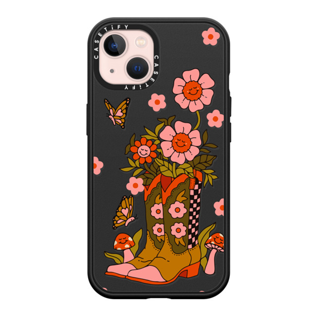 Kira Cyan x CASETiFY iPhone 13 ケース マットブラック インパクトケース MagSafe対応 Cowgirl Florals