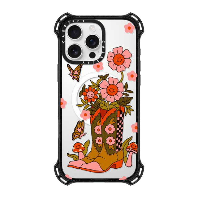 Kira Cyan x CASETiFY iPhone 16 Pro Max ケース ブラック バウンスケース Cowgirl Florals