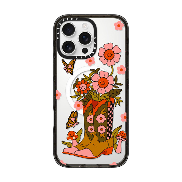 Kira Cyan x CASETiFY iPhone 16 Pro Max ケース ブラック インパクトケース MagSafe対応 Cowgirl Florals