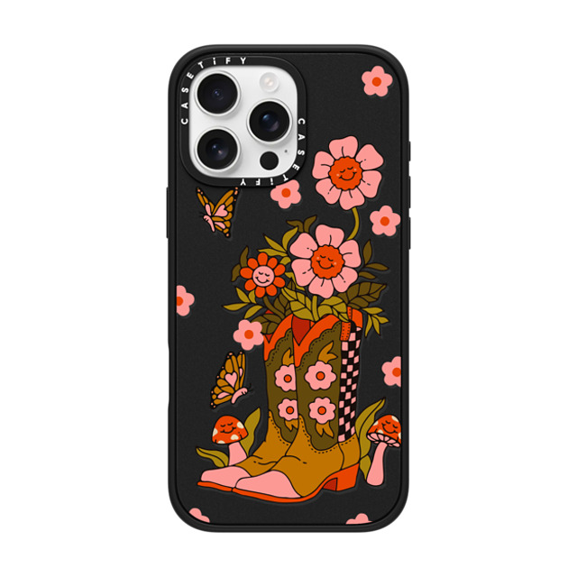 Kira Cyan x CASETiFY iPhone 16 Pro Max ケース マットブラック インパクトケース MagSafe対応 Cowgirl Florals